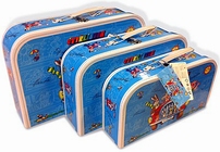 Sada tří modrých školních kufříků